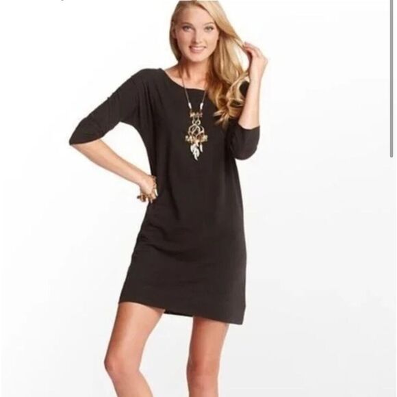 Lilly Pulitzer Black Cassie 100% Pima Cotton Dress Size XS - Picture 2 of 13